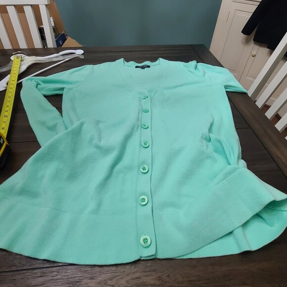 Chadwicks Of Boston Cardigan Sweater Pale Green 100% Cotton Button Up XLT - Picture 7 of 8